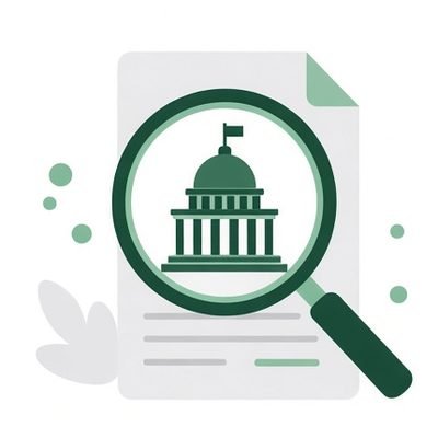 Magnifying glass over a government tender notice