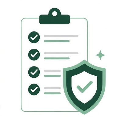 Checklist with a shield, for choosing your categories and registrations